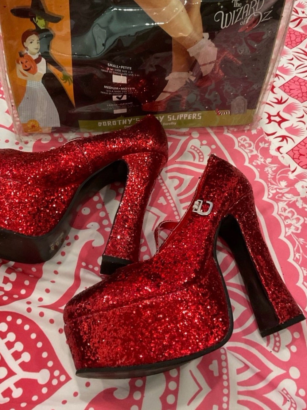 Dorothy Red Glitter Platform Heels - Women's Costume Shoes
